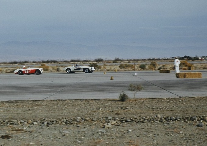 Dave MacDonald racing the 00 corvette at palm springs raceway