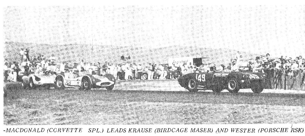 Dave MacDonald has his Corvette Special ahead of Billy Krause and Don Wester at Reno 1962