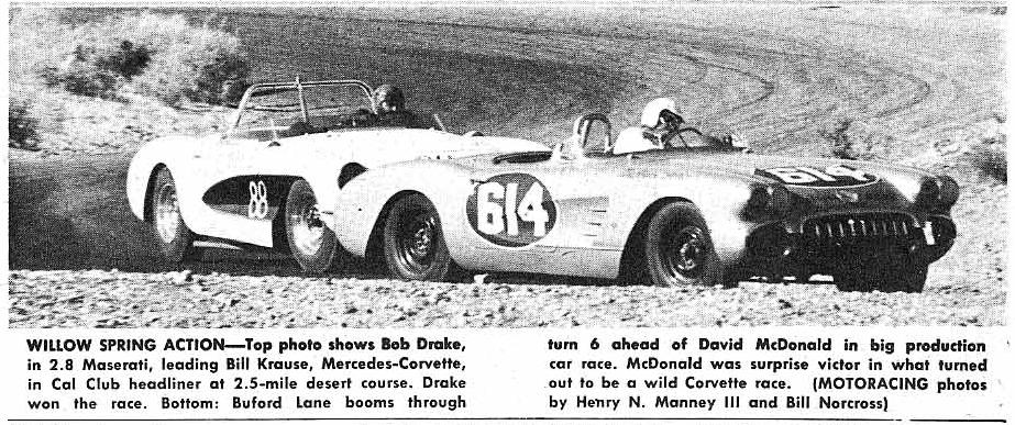 Dave MacDonald races 00 corvette at Willow Springs