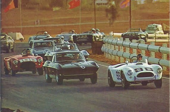 Dave MacDonald races the Carroll Shelby Cobra 260ci to its first ever win at Riverside International Raceway