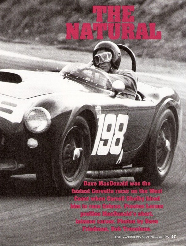 Dave MacDonald races the Carroll Shelby Cobra 260ci to its first ever win at Riverside International Raceway