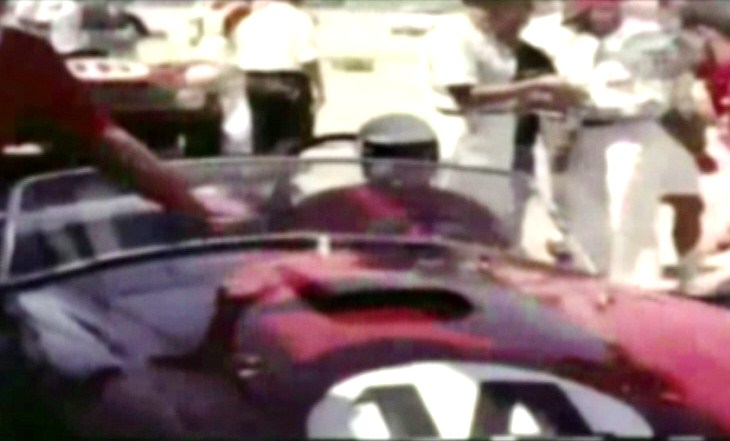 Dave MacDonald and Fireball Roberts co-drive the Shelby Cobra Roadster at the 12 HRS Sebring in 1963