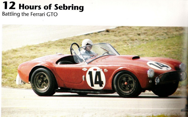 Dave MacDonald and Fireball Roberts co-drive the Shelby Cobra Roadster at the 12 HRS Sebring in 1963