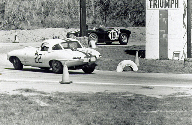 Dave MacDonald and Fireball Roberts co-drive the Shelby Cobra Roadster at the 12 HRS Sebring in 1963