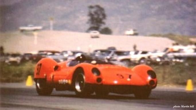 Dave MacDonald in the Carroll Shelby Lang Cooper King Cobra at Riverside International Raceway